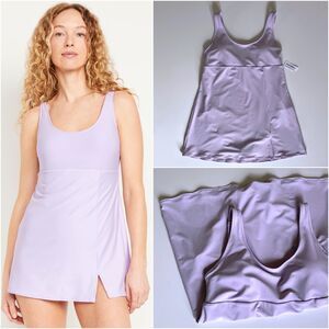 NWT Lavender Swim Dress L Year-Round Swimming High Coverage Swimsuit One-Piece
